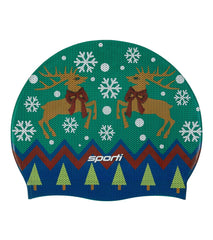 Sporti Limited Edition Granny Sweater Reindeers Silicone Swim Cap