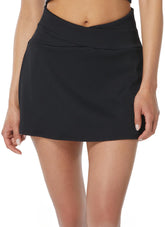 Beach House Women's Ribbed Solid Delia High Waist Cross Over Swim Skort