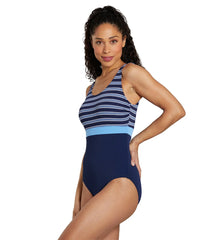 Dolfin Women's Aquashape Color Block Moderate Scoop Back Chlorine Resistant One Piece Swimsuit