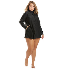 Sporti Plus Size Women's Solid L/S UPF 50+ Zip Up Rash Guard