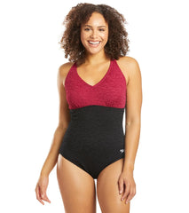 Speedo Women's Pebble Texture Colorblock One Piece Swimsuit