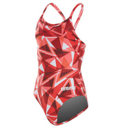 Arena Girls' Shattered Glass MaxLife Sporty Thin Strap Racer Back One Piece Swimsuit