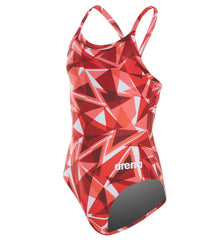Arena Girls' Shattered Glass MaxLife Sporty Thin Strap Racer Back One Piece Swimsuit