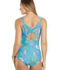 Sporti Caribbean Sea Moderate Printed Sweetheart One Piece Swimsuit