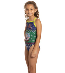 Sporti Granny Sweater Santa Snow Globe Thin Strap One Piece Swimsuit Youth (22-28)