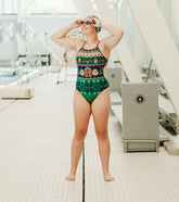 Sporti Granny Sweater Smiley Reindeer Micro Back One Piece Swimsuit