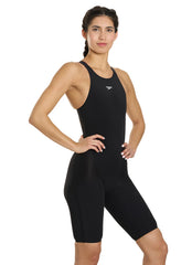 Speedo Women's LZR Racer Pro Recordbreaker Open Back Kneeskin with Comfort Strap Tech Suit Swimsuit