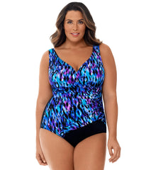 Longitude Plus Size Tulum Ruffle Surplice One Piece Swimsuit