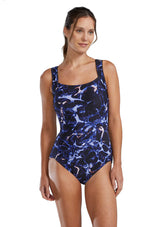 TYR Women's Print Neuron Durafast Elite Square Neck Controlfit One Piece Swimsuit