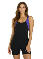 Waterpro Women's Solid Soft Cup Splice Unitard One Piece Swimsuit