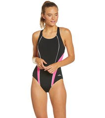 Dolfin Women's Aquashape Sporty Color Block Splice Crossover Chlorine Resistant One Piece Swimsuit