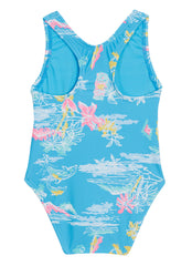 Speedo Girls' Printed Toddler One Piece Snap Swimsuit (Toddler, Little Kid)