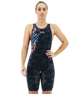 TYR Women's Venzo Camo USA Open Back Tech Suit Swimsuit