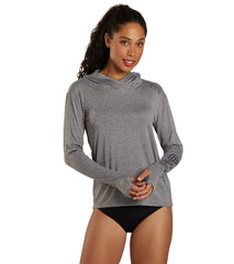 TYR Women's SunDefense Long Sleeve Hooded UPF 50+ Swim Shirt