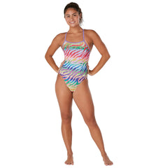 Speedo Women's Pride Printed Twist Back One Piece Swimsuit