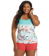 Beach House Women's Plus Size Floral Fantasy Blair Tankini Top