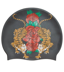 Sporti Tiger and Roses Silicone Swim Cap