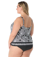 Beach House Women's Plus Size Floral Allure Sarah Blouson Tankini Top