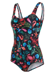 Sporti Tide Pool Moderate Printed Sweetheart One Piece Swimsuit