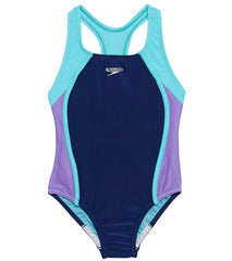 Speedo Girls' Mesh Splice Thick Strap One Piece Swimsuit (Big Kid)