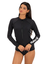 Hurley Women's OAO Solid Long Sleeve Zip Front Rashguard