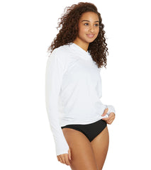 TYR Women's SunDefense Long Sleeve Hooded UPF 50+ Swim Shirt
