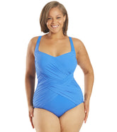 Gottex Women's Lattice Sweetheart Square Neck One Piece Swimsuit