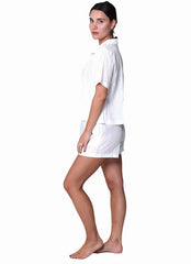 J.Valdi Women's Matira Short Sleeve Button Down Cover Up Top