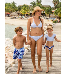 Snapper Rock Women's Powder Blue Sustainable Stripe Bikini Bottom