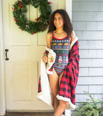 Sporti Granny Sweater Snowman Tacos Thin Strap One Piece Swimsuit