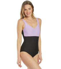Sporti Moderate Colorblock Sweetheart One Piece Swimsuit