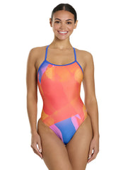 Speedo Vibe Women's Printed Double X Back One Piece Swimsuit