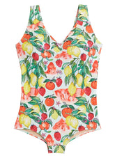 Sporti Plus Size Riviera Picnic Conservative Printed Girl Leg One Piece Swimsuit