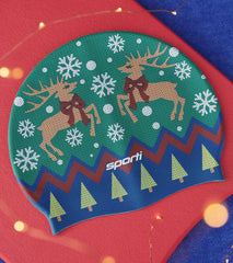 Sporti Limited Edition Granny Sweater Reindeers Silicone Swim Cap