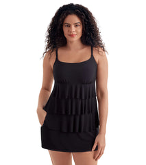 Longitude Women's Solitude Ruffle Faux Skirtini Long Torso One Piece Swimsuit