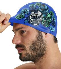 Arena Drew Kibler Skulls/Roses Flat Silicone Swim Cap