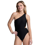 JOLYN Women's Naomi Solid Side Cut Outs Adjustable Strap One Piece Swimsuit