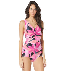 Gabar Women's Island Abstract V Neck Girl Leg One Piece Swimsuit