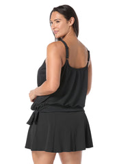 Beach House Women's Plus Size Solid Pique Sarah Blouson Tankini Top