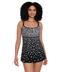 Longitude Women's Petals in Love Empire Princess Seam Long Torso Swim Dress