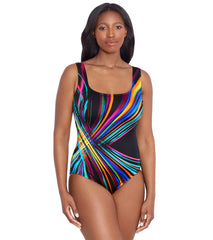 Longitude Women's Kinetic Force Panel Scoopneck Tank Long Torso One Piece Swimsuit
