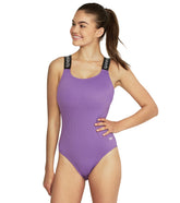 Speedo Women's Logo Trim Rib One Piece Swimsuit