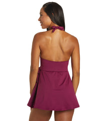 Dolfin Women's Aquashape Solid Wrap Halter Swim Dress