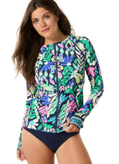 Beach House Women's Monterey Garden Rib Long Sleeve Zip Front Rash Guard