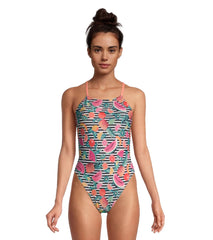 Speedo Women's Printed Back One Piece Swimsuit