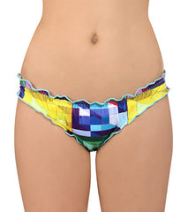 Hurley Girls' Geo Brazilian Ruffle Hipster Bikini Bottom