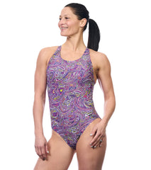 EQ Swimwear Women's Laguna Plum Long Torso One Piece Swimsuit