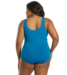 Sporti Plus Size HydroLast Chlorine Resistant Conservative Scoop Back One Piece Swimsuit