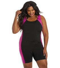 Sporti Plus Size HydroLast Chlorine Resistant Splice Scoop Back Unitard One Piece Swimsuit