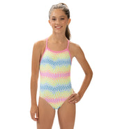 Dolfin Girls' Rainbow Check Printed One Piece Swimsuit (Big Kid)